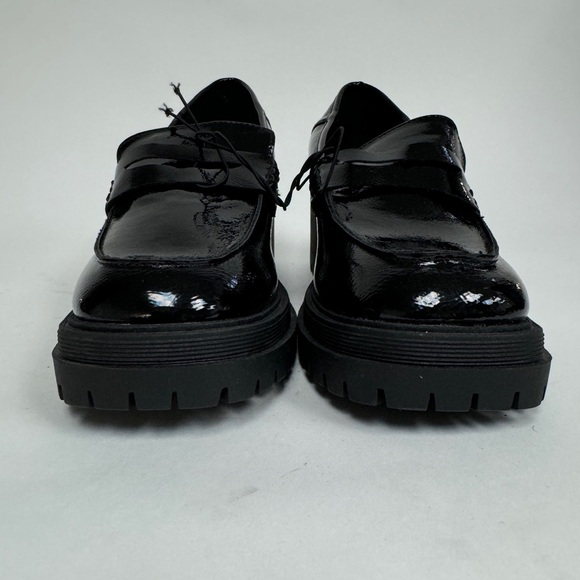 New Seychelles Black Patent Heeled Penny Loafers Chunky Heel 90s Size 9 - Picture 3 of 9